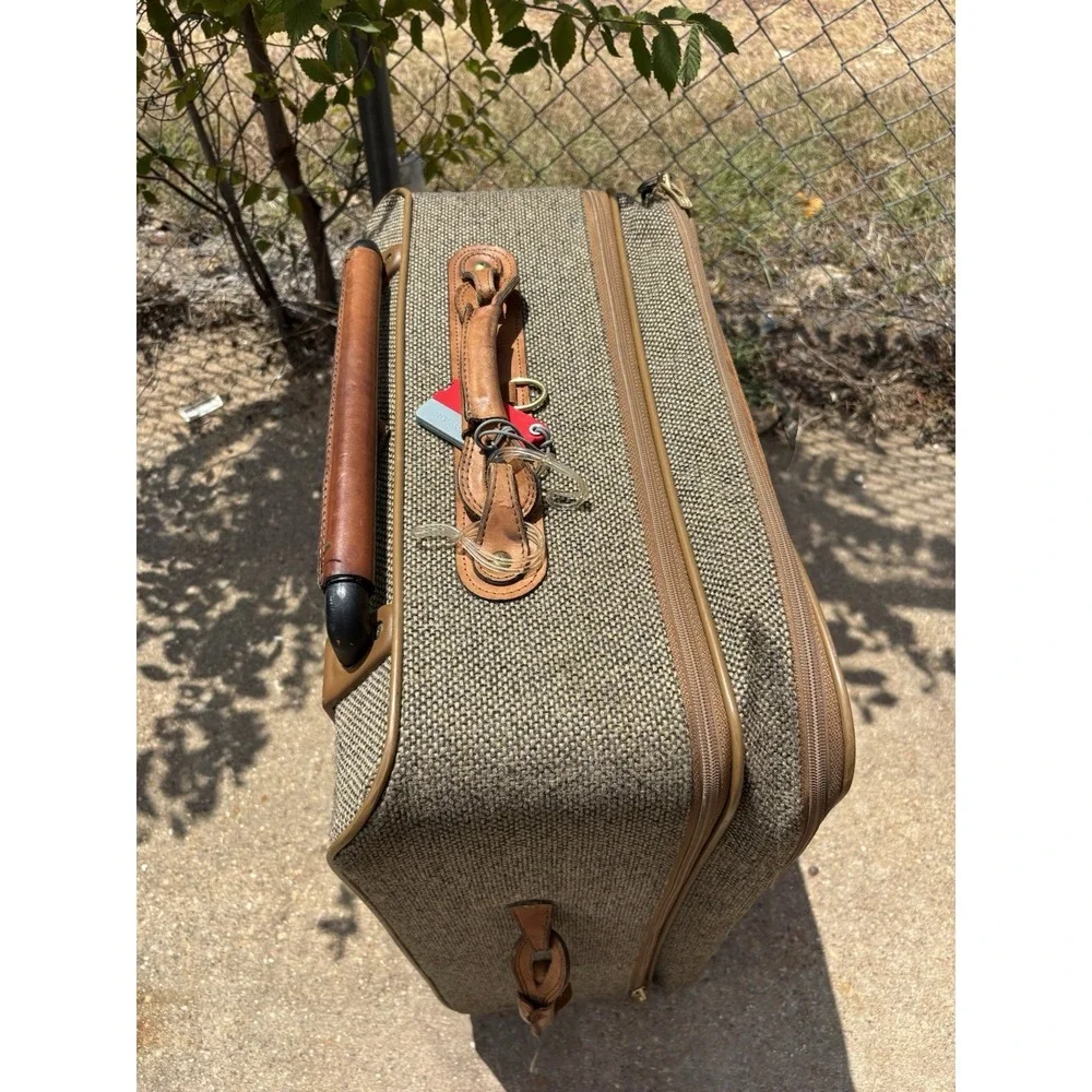 Vintage Hartmann⭐️Tweed & Leather Expandable Rolling Wheeled Luggage⭐️Nice Cond.